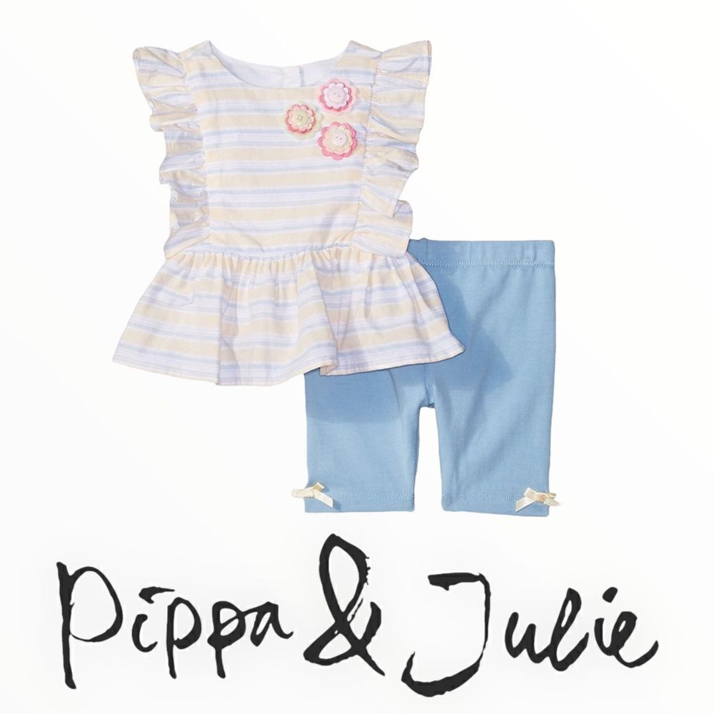 PIPPA & JULIE | Yellow & Blue | Top and Capri Legging Outfit Set
